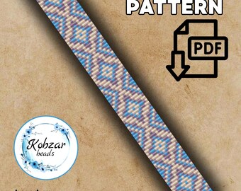 Geometric Loom Beading Pattern | Miyuki Delica Seed Beads (PDF Pattern) violet  purple blue