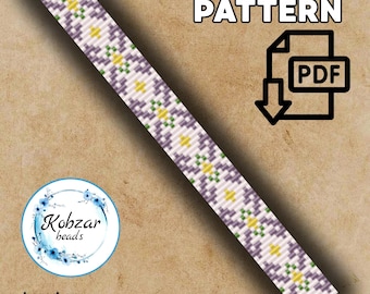 Geometric Loom Beading Pattern | Miyuki Delica Seed Beads (PDF Pattern) violet  purple