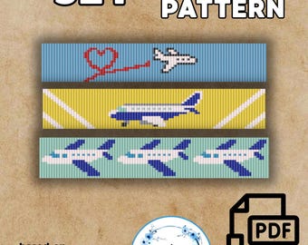 Miyuki Delica Loom Bracelet Pattern | Cross Stitch Design (PDF Pattern)  plane
