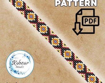 Geometric Loom Beading Pattern | Miyuki Delica Seed Beads (PDF Pattern)