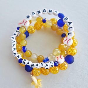 Banana Ball | Savannah Bananas baseball bracelets, dyed quartz, dyed Agate