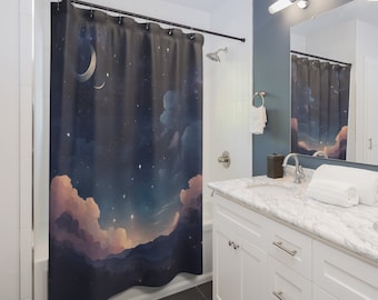 Starry Sky Shower Curtain, Galaxy Bathroom Decor, Celestial Curtain, Water Resistant Shower Curtain, Unique Shower Curtain, Bathroom Art