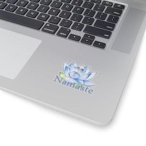 Blue Lotus Namaste Sticker, Namaste Sticker, Meditation Stickers, Spiritual Gifts, Yoga gift for her