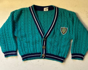 Vintage Toddler Sports Cardigan Seafoam Green (size 24M)