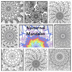Nocturnal Mandalas Coloring Book: 30+ Printable Designs (PDF)