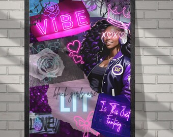 Black Girls are Lit Wall Art Digital Print Collage Poster