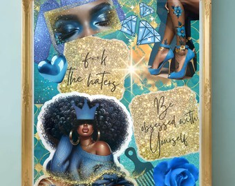 Be Obsessed With Yourself Collage Black Woman Wall Art Poster Digital Print