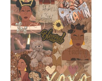 Melanin Love Black Woman Collage Wall Art Poster Digital Print