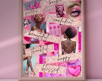 Bougie Confident Happy Black Woman Collage Wall Art Digital Print