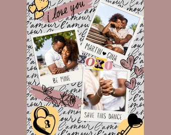 Custom Couple Photo Collage Digital Print Valentine Gift