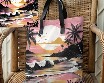 Pink Sunset Tote Bags