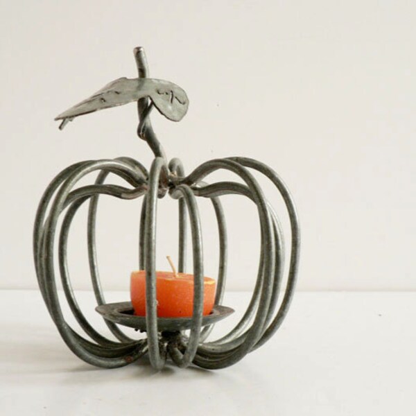 Metal Sculpture Pumpkin Candle-holder