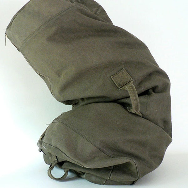 Vintage Military Canvas Duffel Bag Olive Army Drab Large Travel Flight Bag