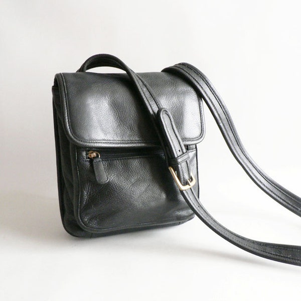 Black Leather Shoulder Cross Body Bag