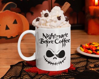 Nightmare Before Coffee Mug, Jack Skellington Gift Cup, Spooky Halloween Mug