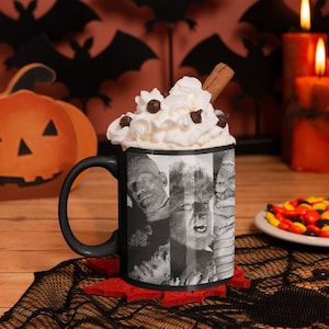 Classic movie monsters l Frankenstein l Dracula l Mummy l Wolf man l Invisible man l vintage coffee mug