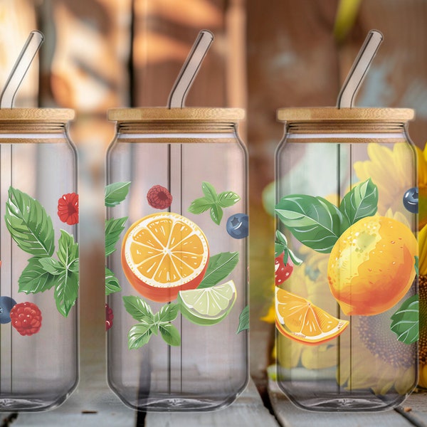 Citrus and berries refreshing iced tea sipper glass summer time healthy infused water iced drink gift sipper glass