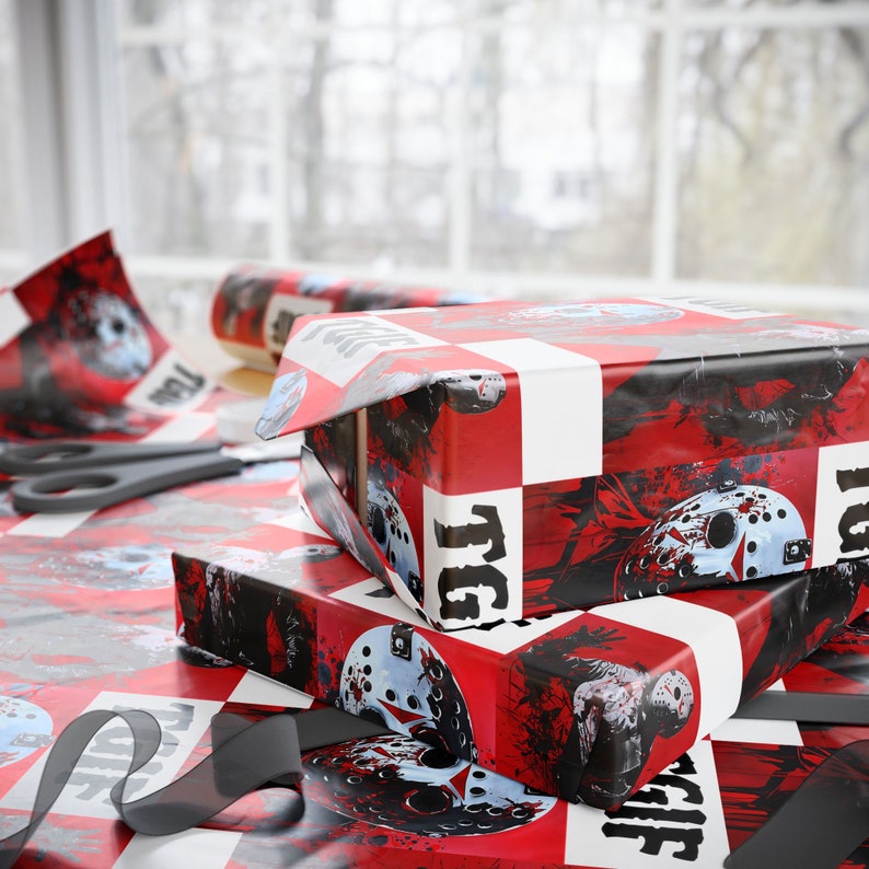 Friday the 13th Gift Wrap, Jason Voorhees Fan, Camp Crystal Lake, TGIF ...