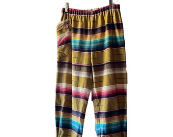 Serape Striped Pants in Ochre and Turquoise Size Small/Medium