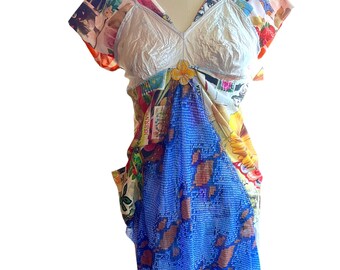 Technicolor Dream- Dress From a Mix of Colorful Textilex
