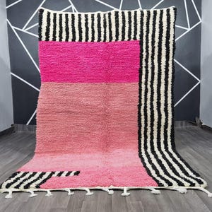 Amazing Moroccan Pink Rug - Custom Bohemian Rugs - Wool Rug Pink - Quality Handmade Morrocan Rug - Personalize Gifts For Home Decor