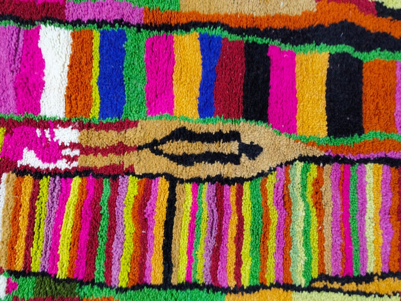 Tapis marocain fait main personnalisé, tapis bohème multicolore, tapis de style bohème pour le salon. image 3