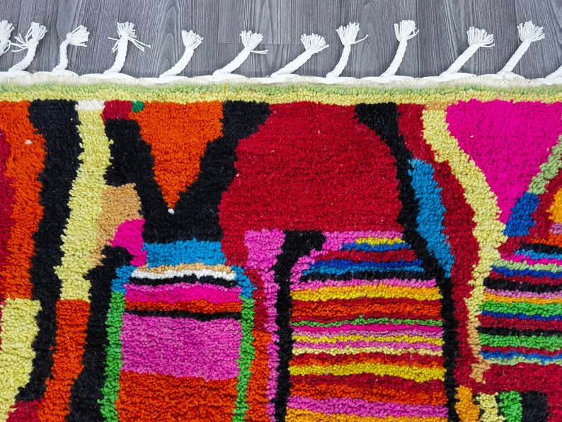 Tapis marocain fait main personnalisé, tapis bohème multicolore, tapis de style bohème pour le salon. image 5
