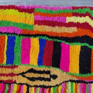 Tapis marocain fait main personnalisé, tapis bohème multicolore, tapis de style bohème pour le salon. image 4