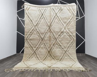 Beni ourain white carpet - Moroccan rug hand knotted - Beni ourain rug - All wool berber rug - Custom rug - Handmade rug - Genuine lamb wool