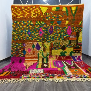 Gorgeous Beni Ourain Rug, Pink Moroccan Rug, Wool Rug  Orange, Berber Rug Colorful, Moroccan Berber Tufted Rug