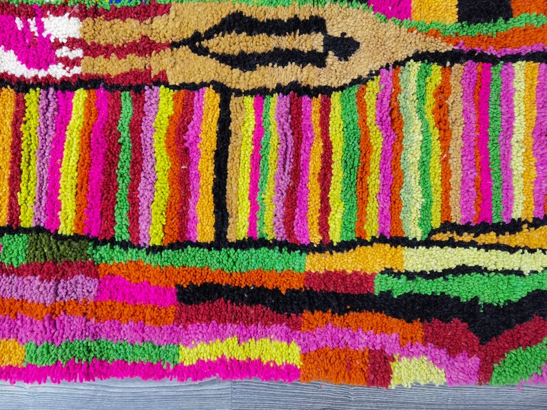 Tapis marocain fait main personnalisé, tapis bohème multicolore, tapis de style bohème pour le salon. image 6