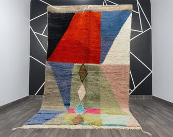Orange moroccan rug - Moroccan Boujaad Rug - Handmade Rug