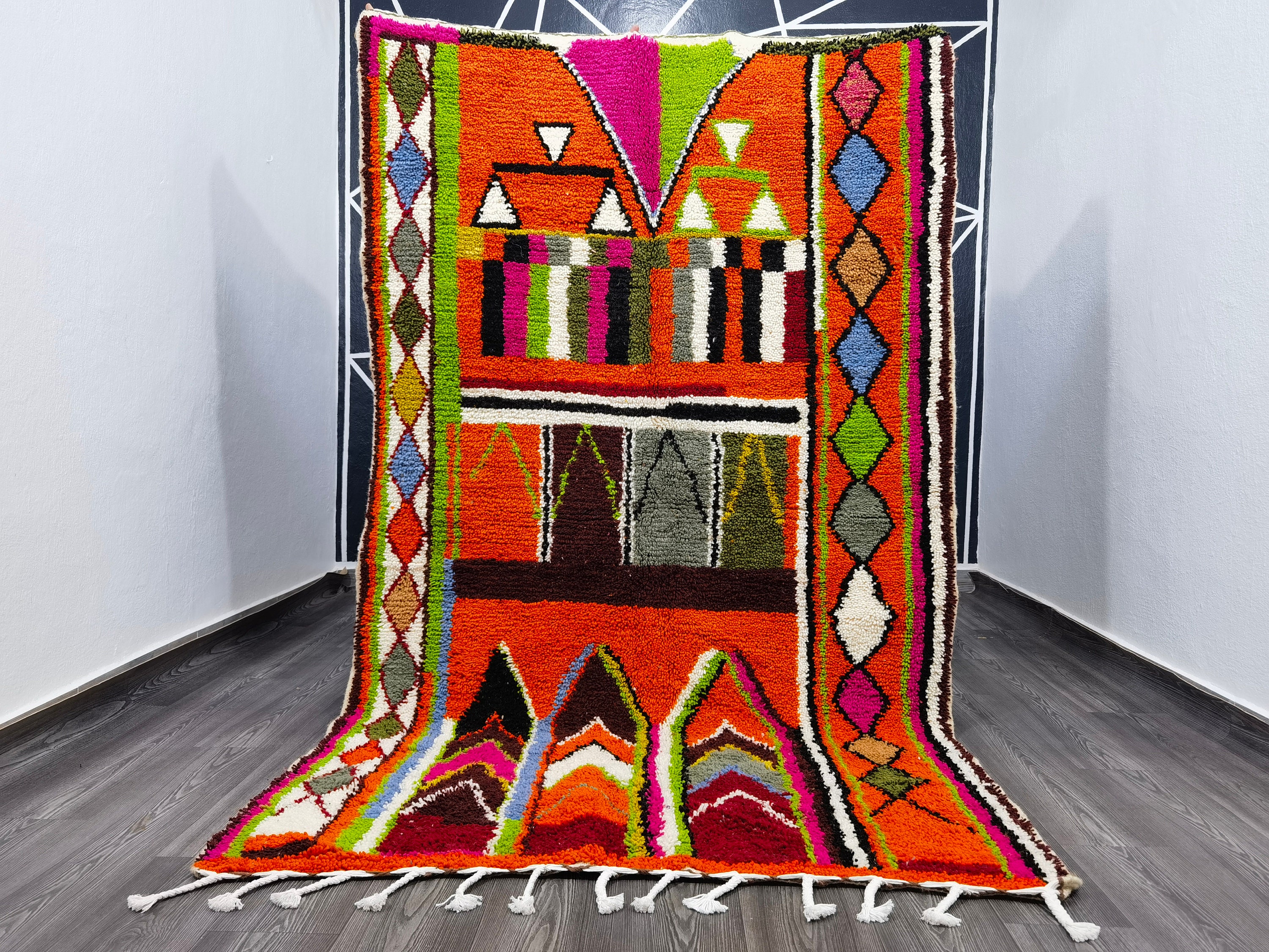 幾何学模様 モロッコクッション/アジラル 59×59×23 モロッコ ラグ rug