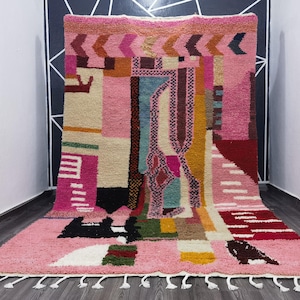 UNIQUE PINK Moroccan rug , Handmade Rug, Pink Rug For Living Room , Wool Rug , Pink Moroccan Rug 9x12 , Bedroom Rug , Custom Area Rug