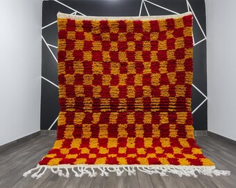 Checkered area rug, Moroccan Berber checkered rug, Checkerboard Rug, beniourain rug, Soft Colored Rug, Handmade Moroccan Rug