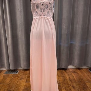 Vintage Full Length pink Satin Nightgown slip dress / Undercover Wear nightgown negligee