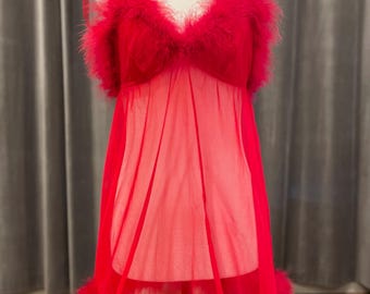 Camisón babydoll rojo transparente