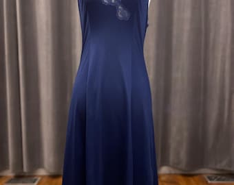 Vintage blauwe nylon onderjurk: onderjurk Kayser-nachthemd