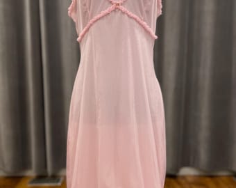 1970s ヴィンテージ　ランジェリー　ネグリジェ　ピンク　ワンピース　レース 70年代ヴィンテージ ピンク&グレー レース ナイロン スリップ