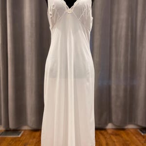 Vintage white slip dress / French Maid nylon slip nightgown nightie