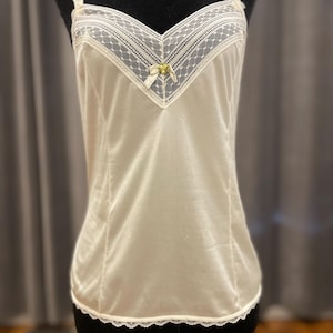 Vintage pale yellow silky soft nylon camisole