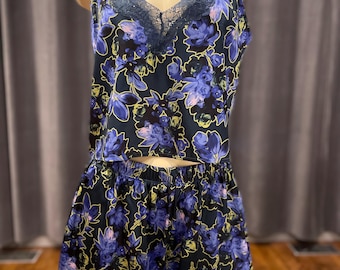 La Senza satin PJ set: floral chemise and shorts loungewear set