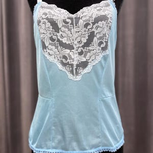 Vintage camisole / medium turquoise nylon cami