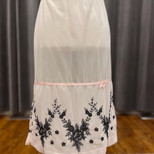 Vintage pink nylon sheer half slip skirt Petti-Slip Plus by Glydons 1950s slip
