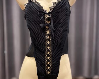 RARE Vintage teddy / 1990’s La Senza black high cut teddy bodysuit / bridal wedding honeymoon anniversary boudoir pinup sexy teddy