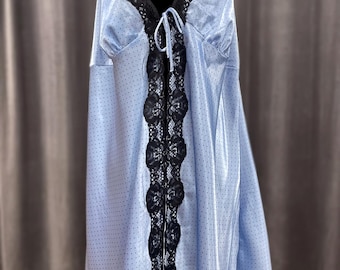 Vintage plus size satin babydoll nightie: P Intimates polka dot lingerie