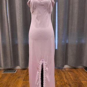 Vintage Purple Nylon Slip Dress: 1970s Lingerie, Front Slit