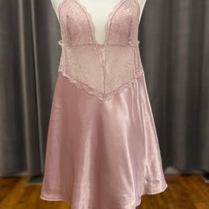 Satin nightie slip dress / La Vie En Rose retro babydoll chemise