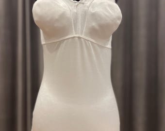 Vintage Playtex White Satin Bodysuit: 40D Shapewear Bodybriefer