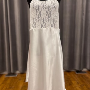 Vintage white nightie / satin and lace chemise nightie